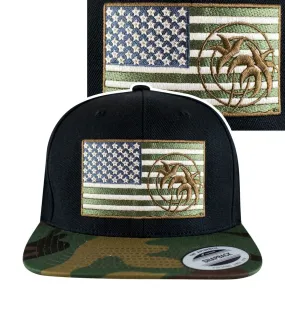 "Strong - CAMO" Black Snapback Flag Hat