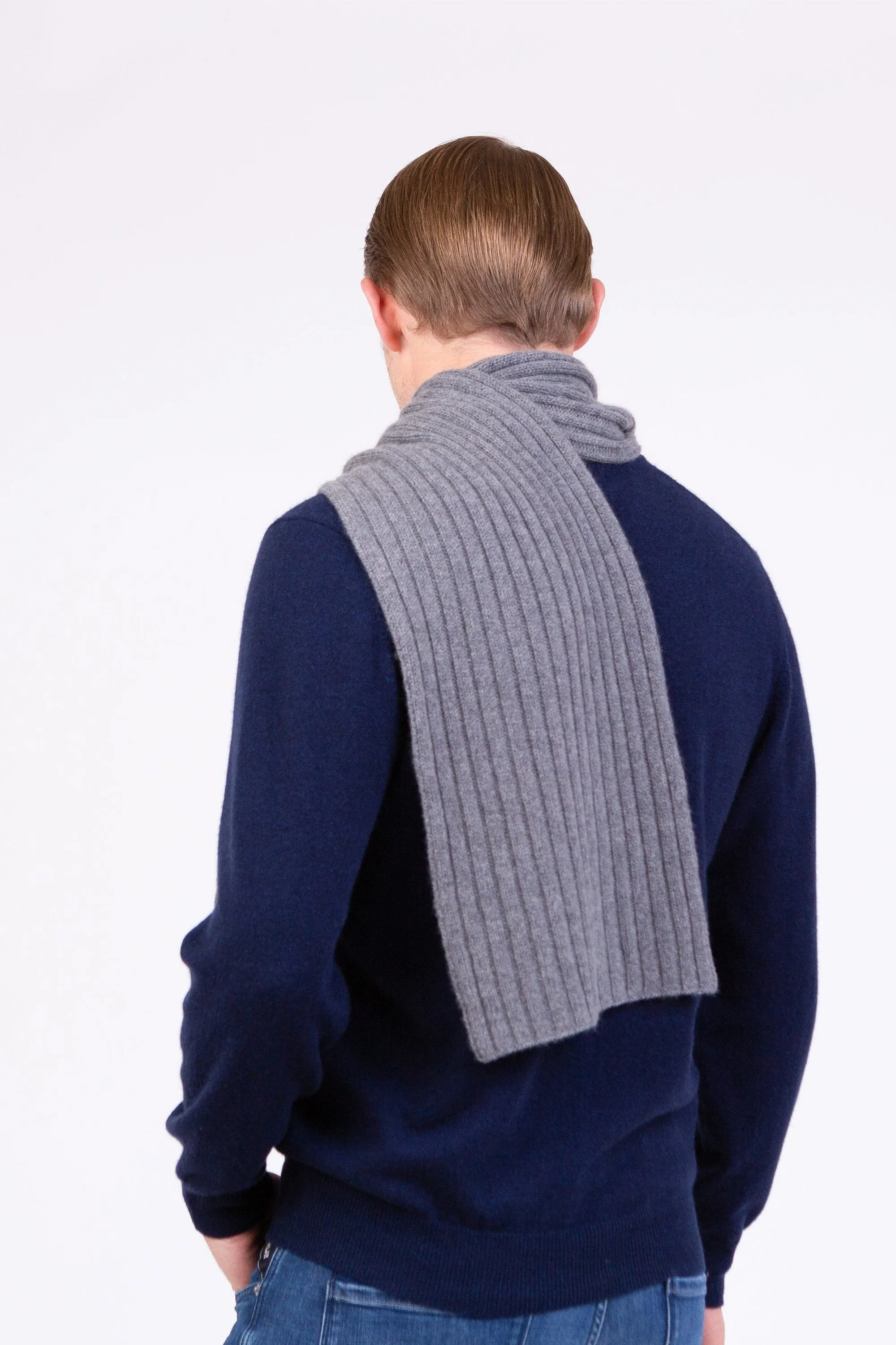 Ribbed Cashmere Scarf - Derby Grey