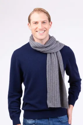 Ribbed Cashmere Scarf - Derby Grey