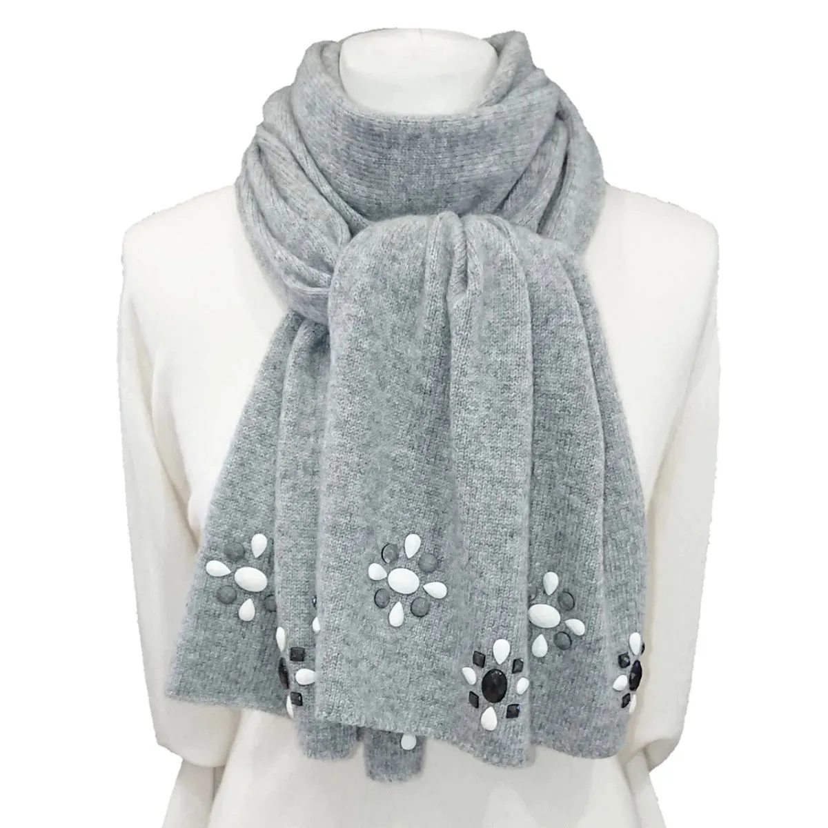 Scottish Cashmere Embellished Knitted Scarf