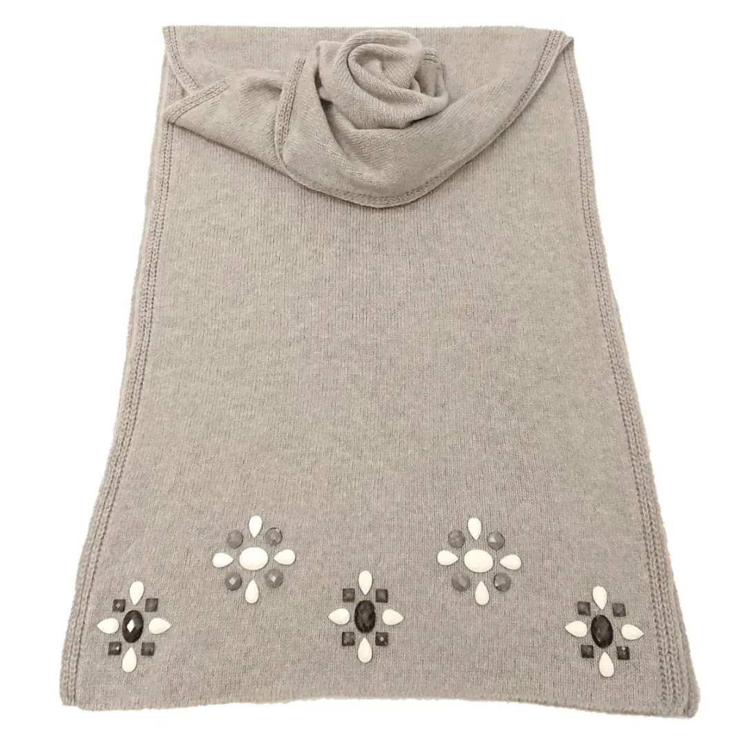 Scottish Cashmere Embellished Knitted Scarf