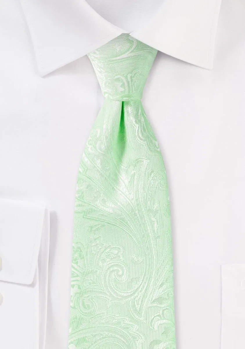 Sea Foam Green Proper Paisley Necktie