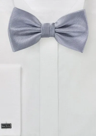 Silver Herringbone Bowtie