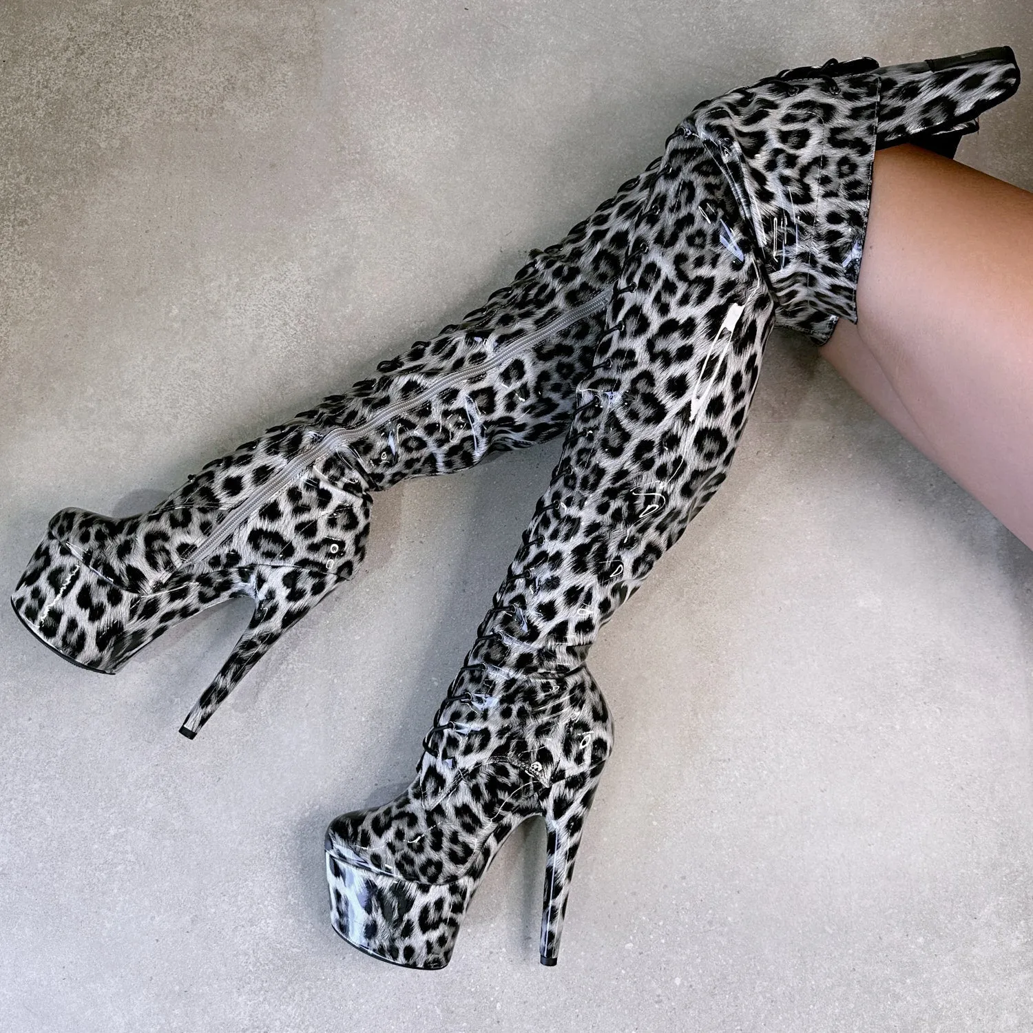 Snow Leopard Thigh High - 7 INCH