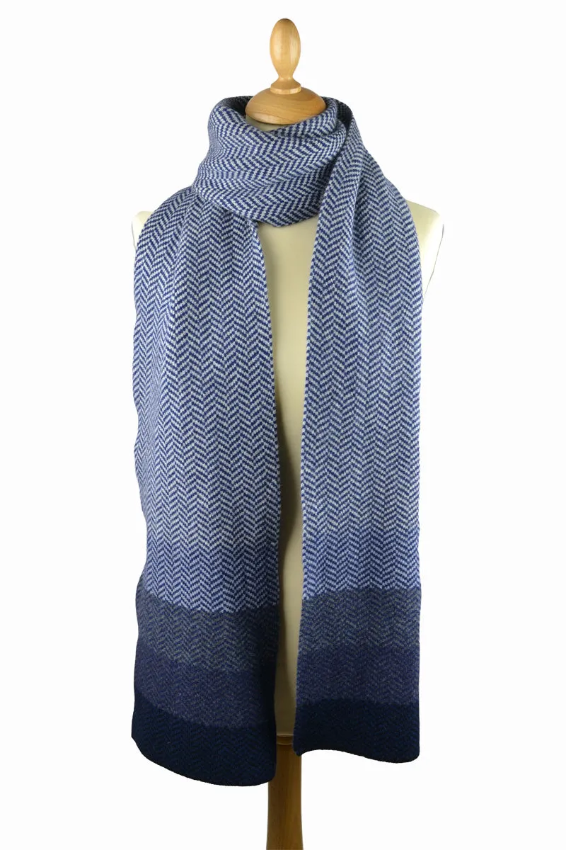 Striped Herringbone Scarf - Navy