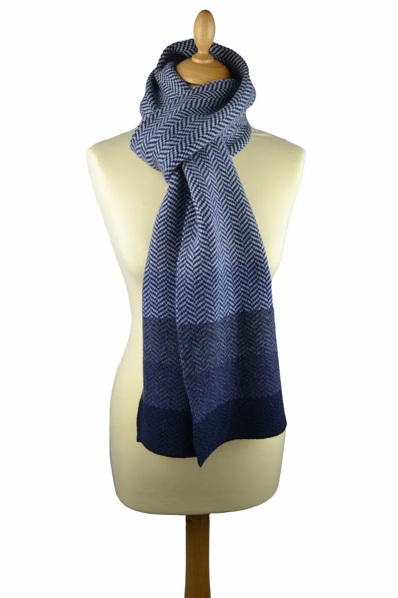 Striped Herringbone Scarf - Navy