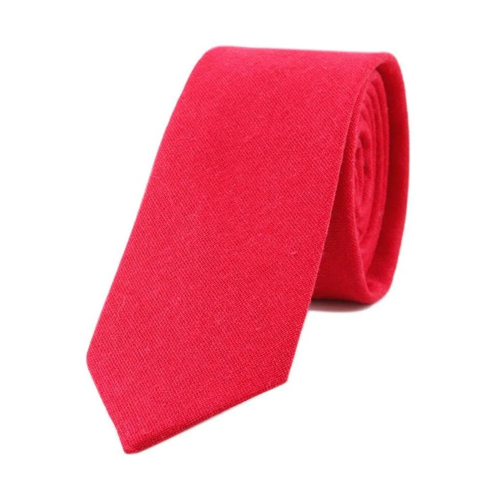 Textured Solid Linen Slim Tie