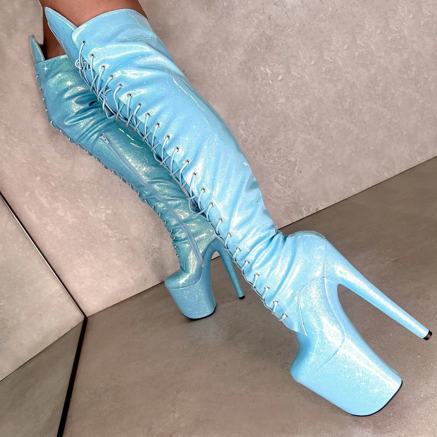 The Glitterati Thigh High - Baby Blues *2.0* - 8 INCH