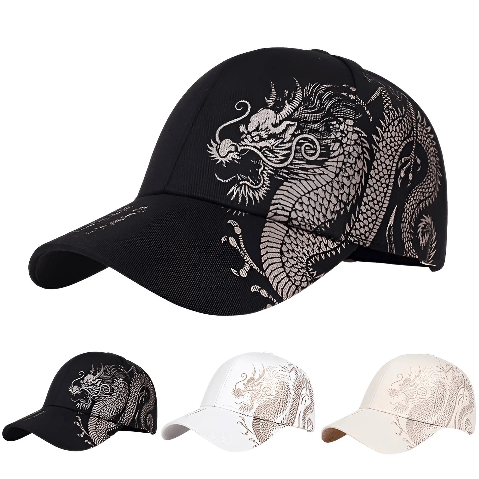 Unisex Golden Dragon Print Baseball Caps