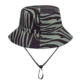 Vampire Art Grunge Unisex Bucket Fisherman's Hat - Zebra Stripes Patchwork with Adjustable String