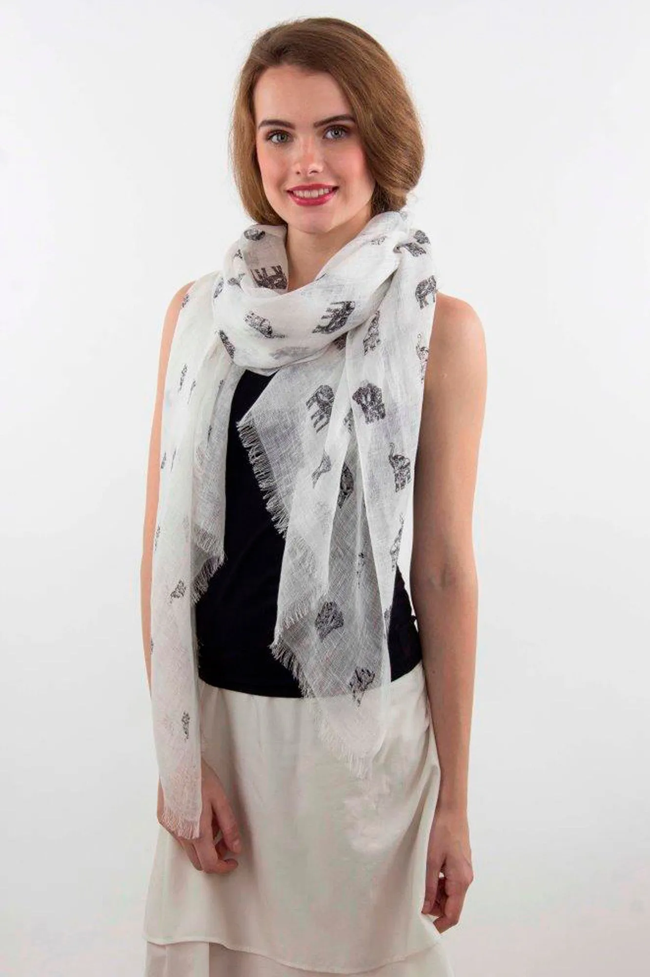 White Elephant Contemporary Linen Scarf