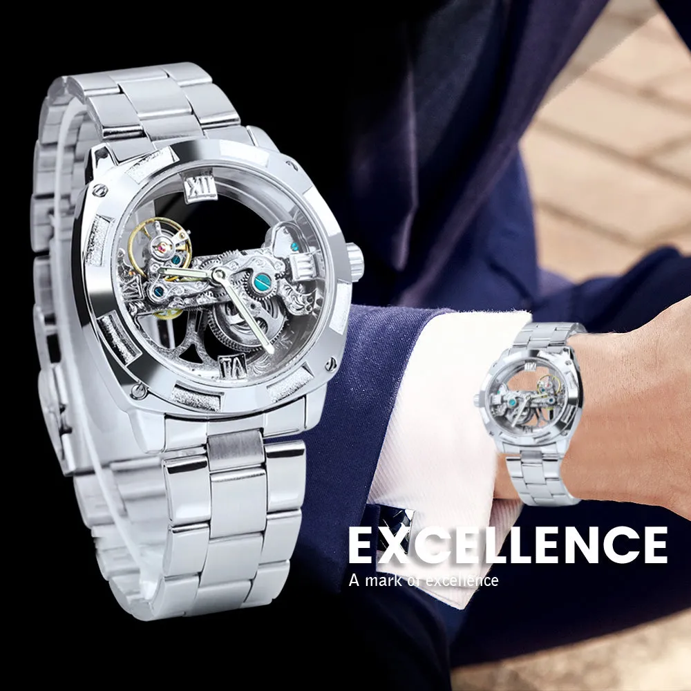 WINNER Luxury Skeleton Automatic Mechanical Watch for Men Waterproof Luminous Hands