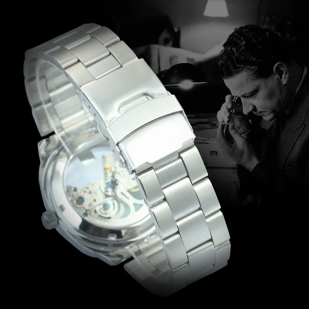 WINNER Luxury Skeleton Automatic Mechanical Watch for Men Waterproof Luminous Hands