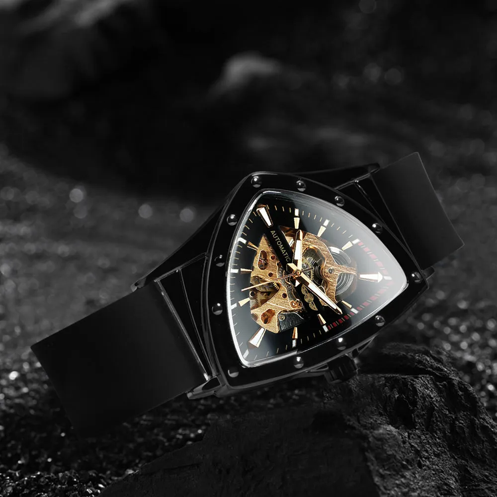 WINNER Military Triangle Skeleton Rubber Strap Luminous Watch 526R