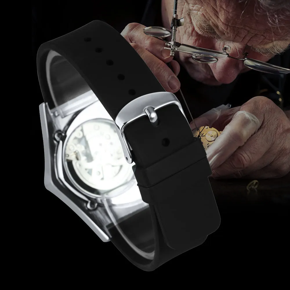 WINNER Military Triangle Skeleton Rubber Strap Luminous Watch 526R