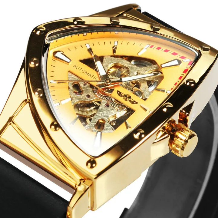 WINNER Military Triangle Skeleton Rubber Strap Luminous Watch 526R