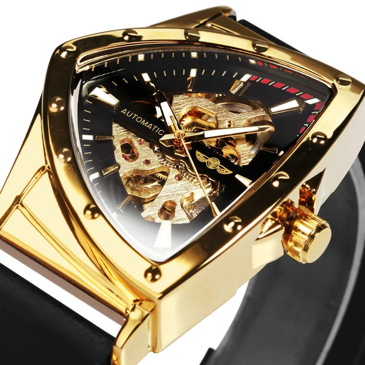 WINNER Military Triangle Skeleton Rubber Strap Luminous Watch 526R