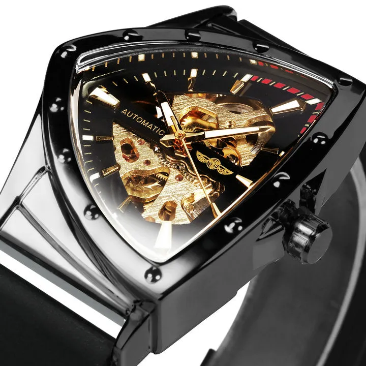 WINNER Military Triangle Skeleton Rubber Strap Luminous Watch 526R