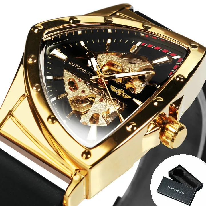 WINNER Military Triangle Skeleton Rubber Strap Luminous Watch 526R