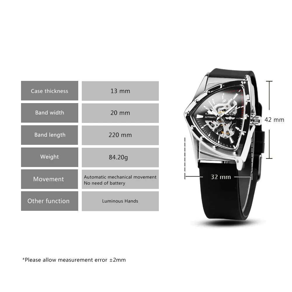 WINNER Military Triangle Skeleton Rubber Strap Luminous Watch 526R