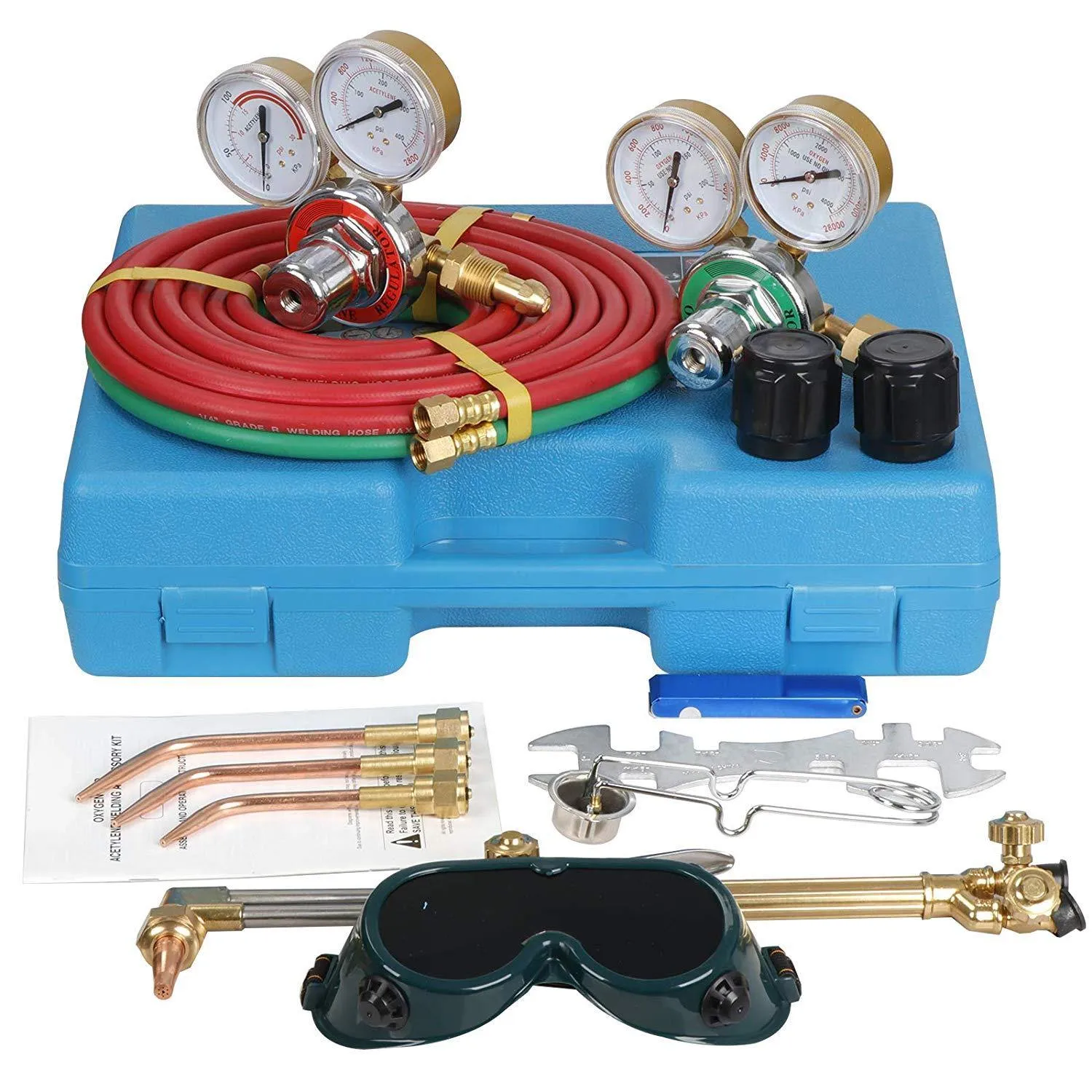 ZENY™ NEW Portable Gas Welding Cutting Torch Kit w/Hose, Oxy Acetylene Brazing Professional Set with Goggles & Case