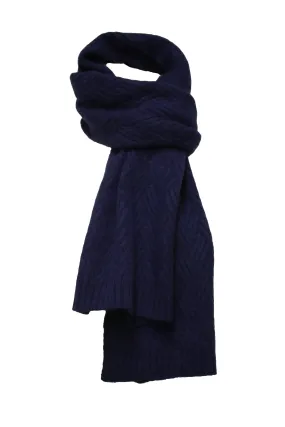 Zig Zag knitted Cashmere Scarf Daulps Navy